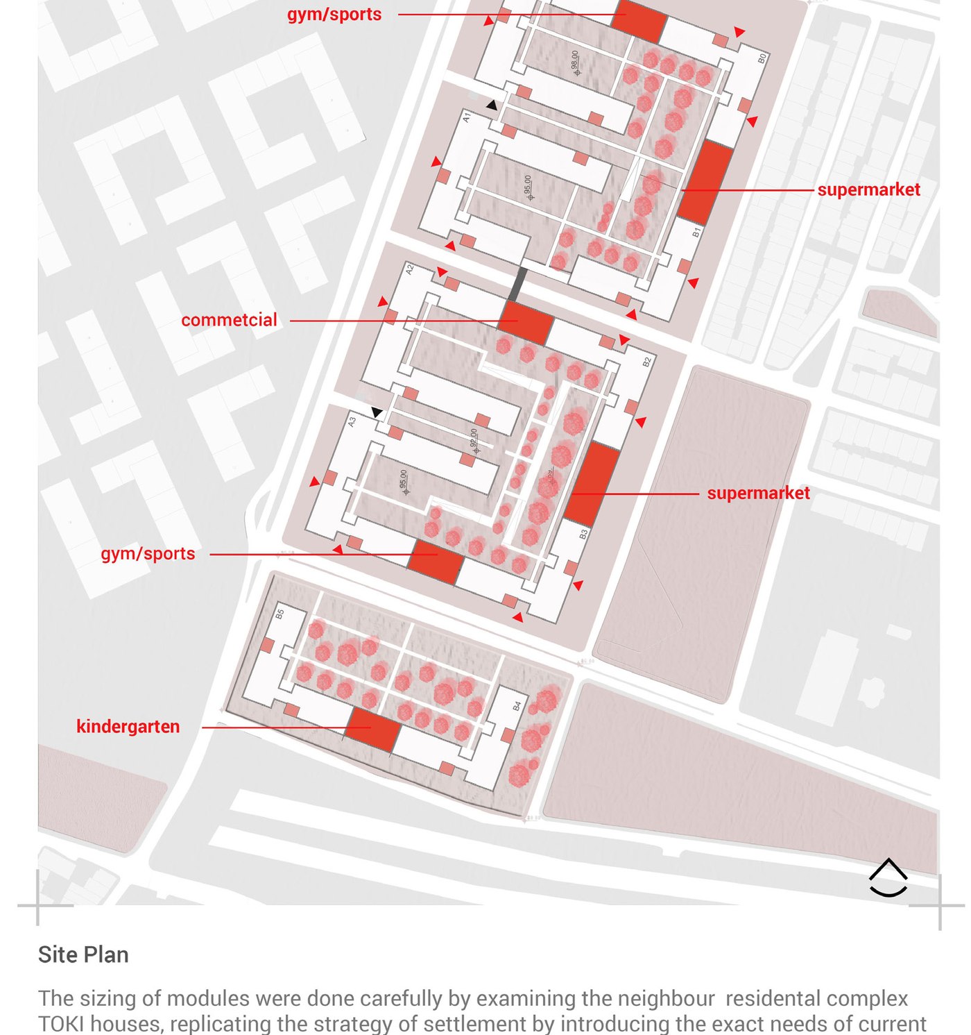 Site plan with programme distribution