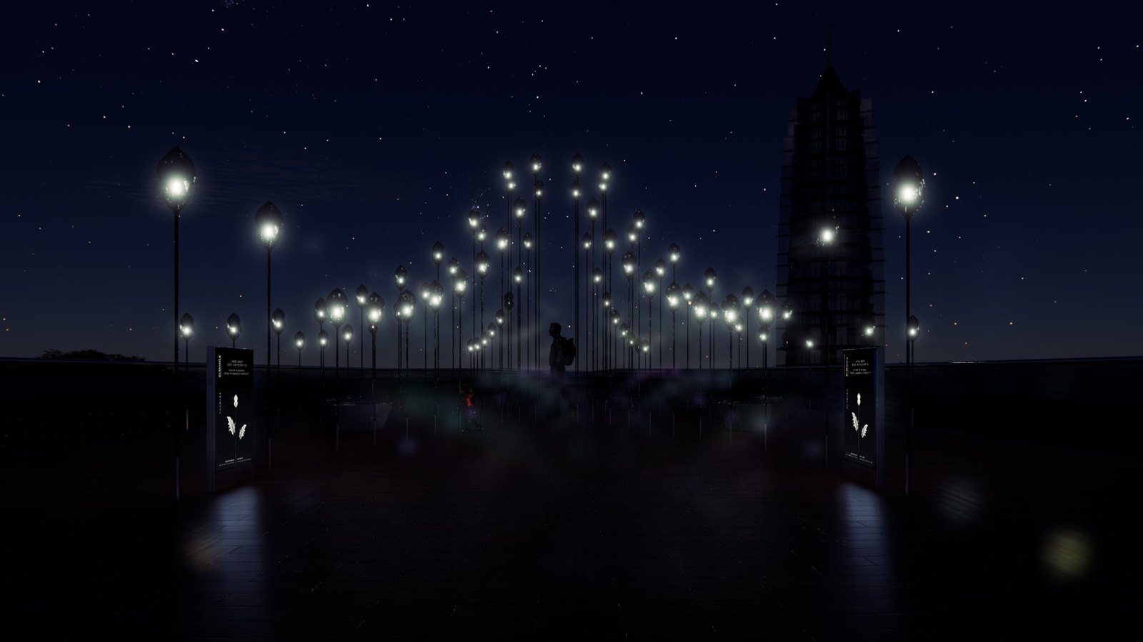 Night view, bells as points of light